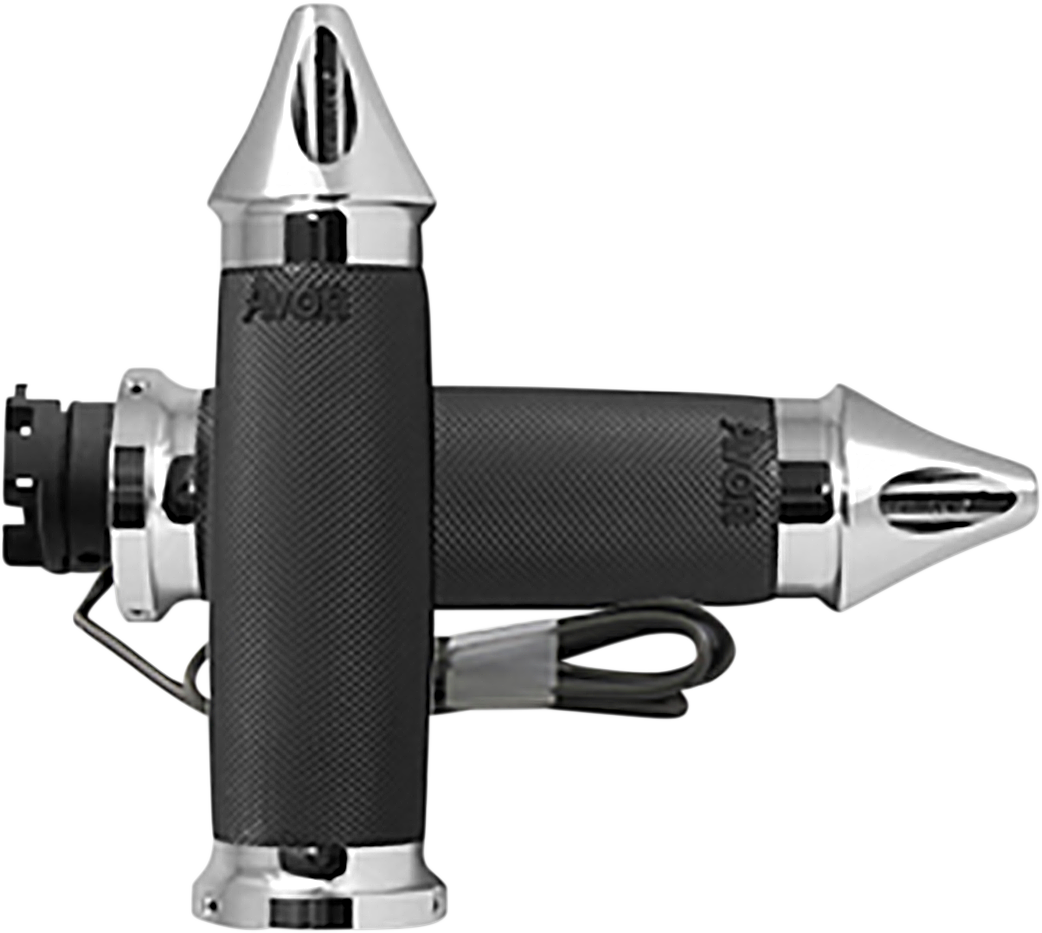 AVON GRIPS Heated Grips - Custom Contour - Spike - Indian - Chrome IN-S-CC-85-S-H