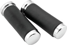 Bikers Choice Chrome / Leather 1 Inch Grips Universal Pr