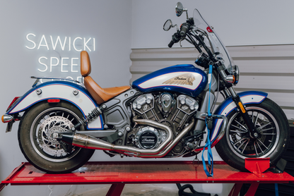 Indian Scout Mid Length Brushed Ss W/ Blk End Cap