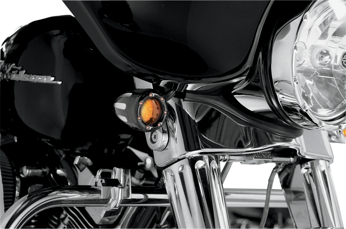 ARLEN NESS Turn Signals - LED - Deep Cut - Black/Amber - Amber Ring 12-753