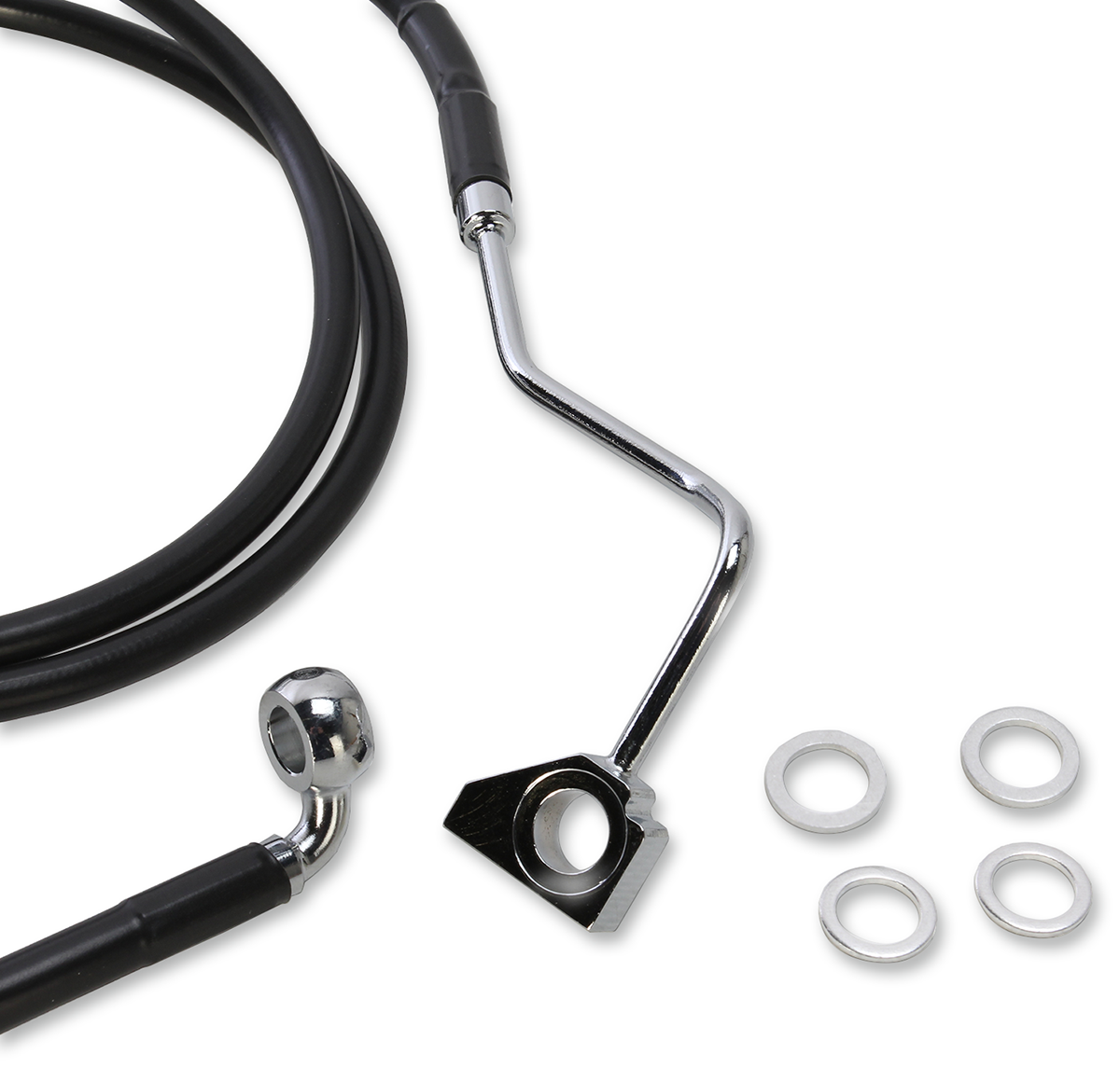 DRAG SPECIALTIES Brake Line - Front (Upper) - Black - +6" 615220-6BLK