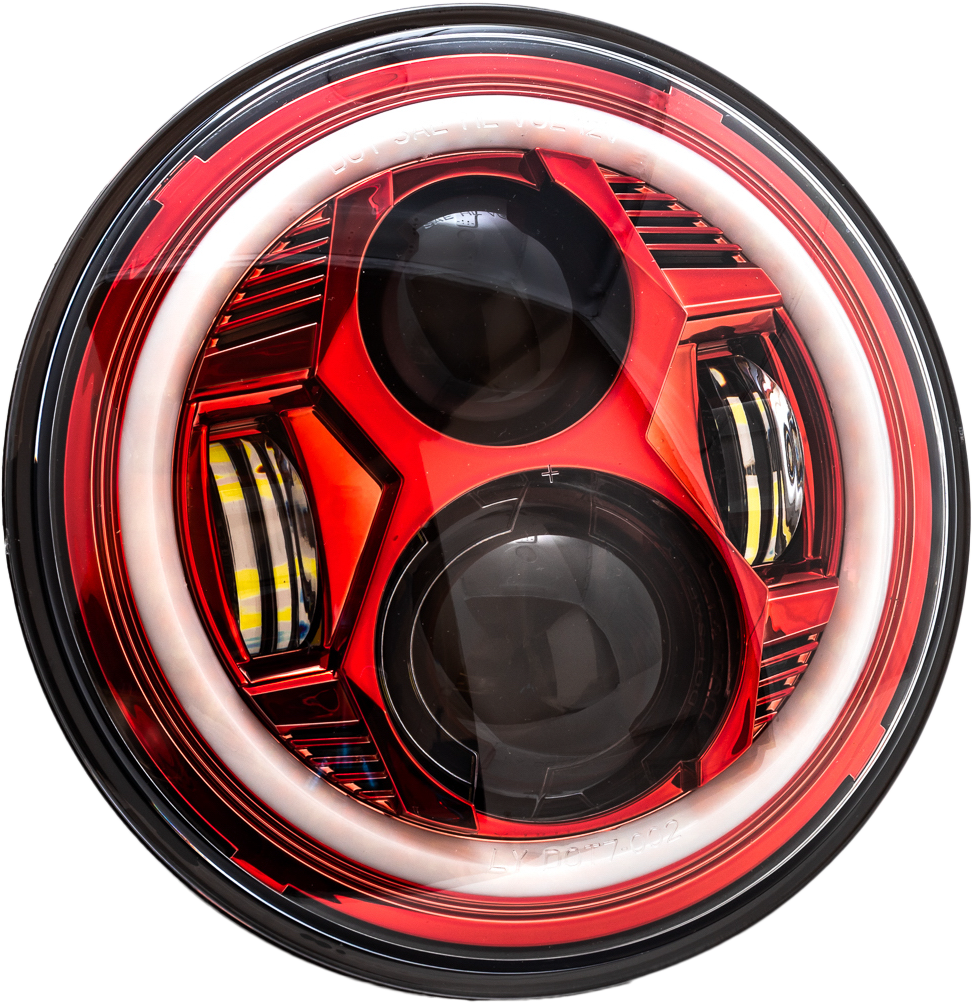 7" Led Red Headlight Halo W/ Mnt Adapter