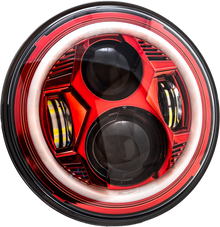 7" Led Red Headlight Halo W/ Mnt Adapter
