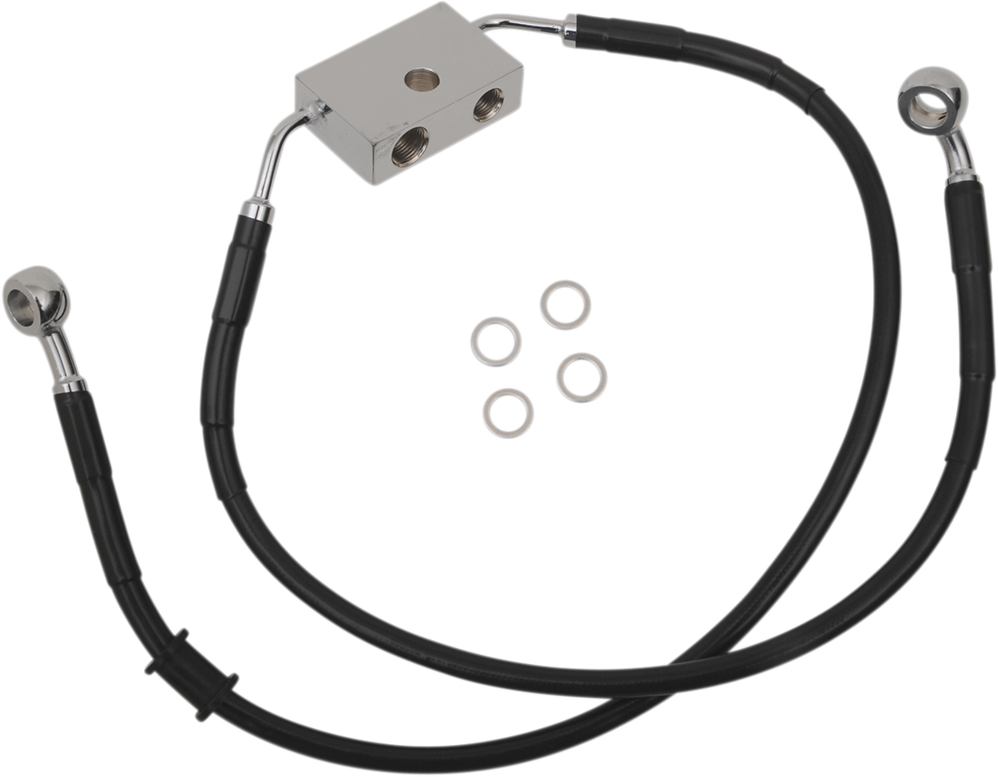 DRAG SPECIALTIES Brake Line - Front - +4" - Black - XL 614743-4BLK