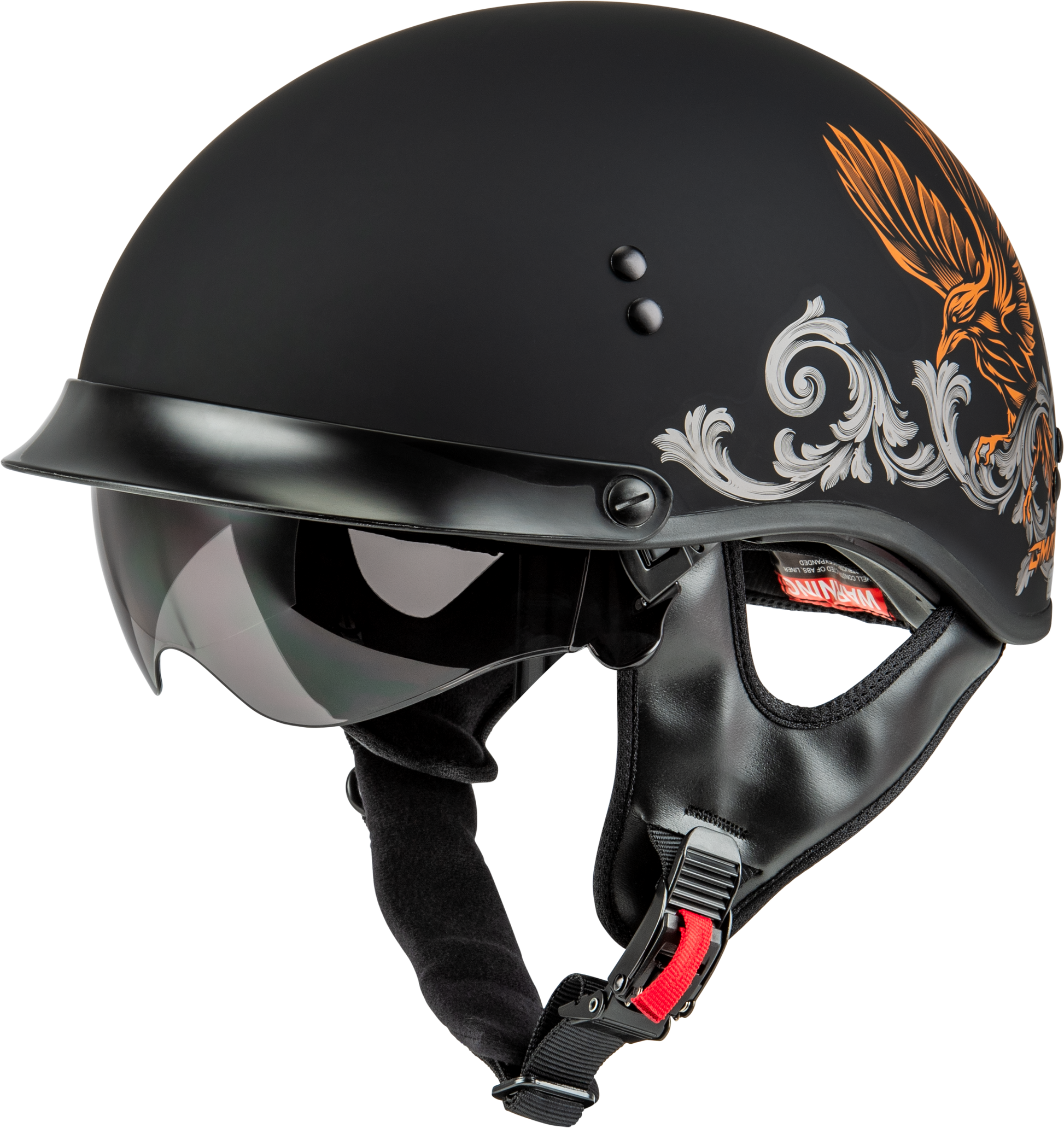 Hh 65 Corvus Helmet W/Peak Matte Black/Silver/Orange Lg