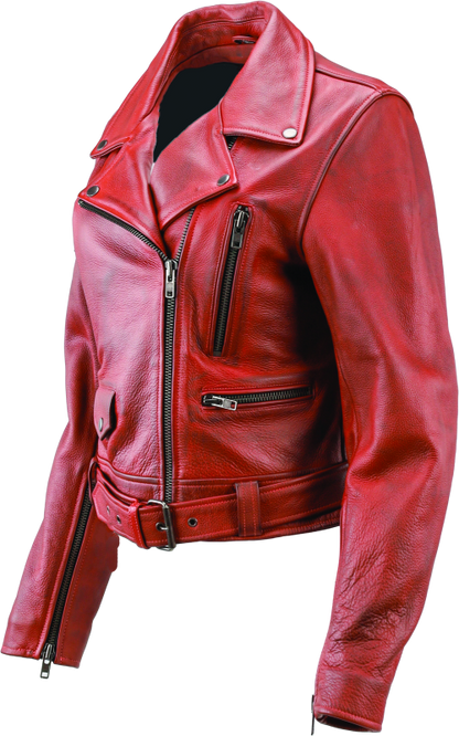 Kuryakyn Leather By River Road Arabian Spice Leather Jacket Red Womens - Small