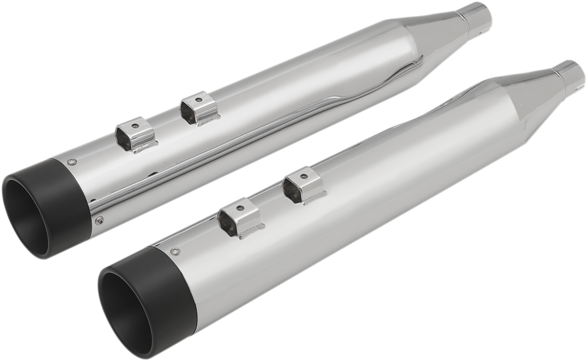 DRAG SPECIALTIES 4" Slip-On Mufflers with Billet End Caps - Chrome/Black H00969