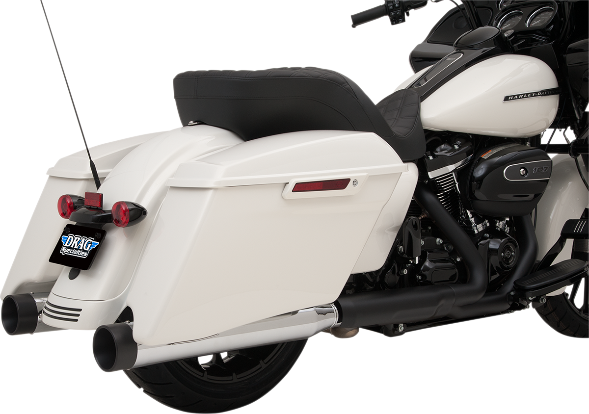 DRAG SPECIALTIES 4" Slip-On Mufflers with Billet End Caps - Chrome/Black H00971