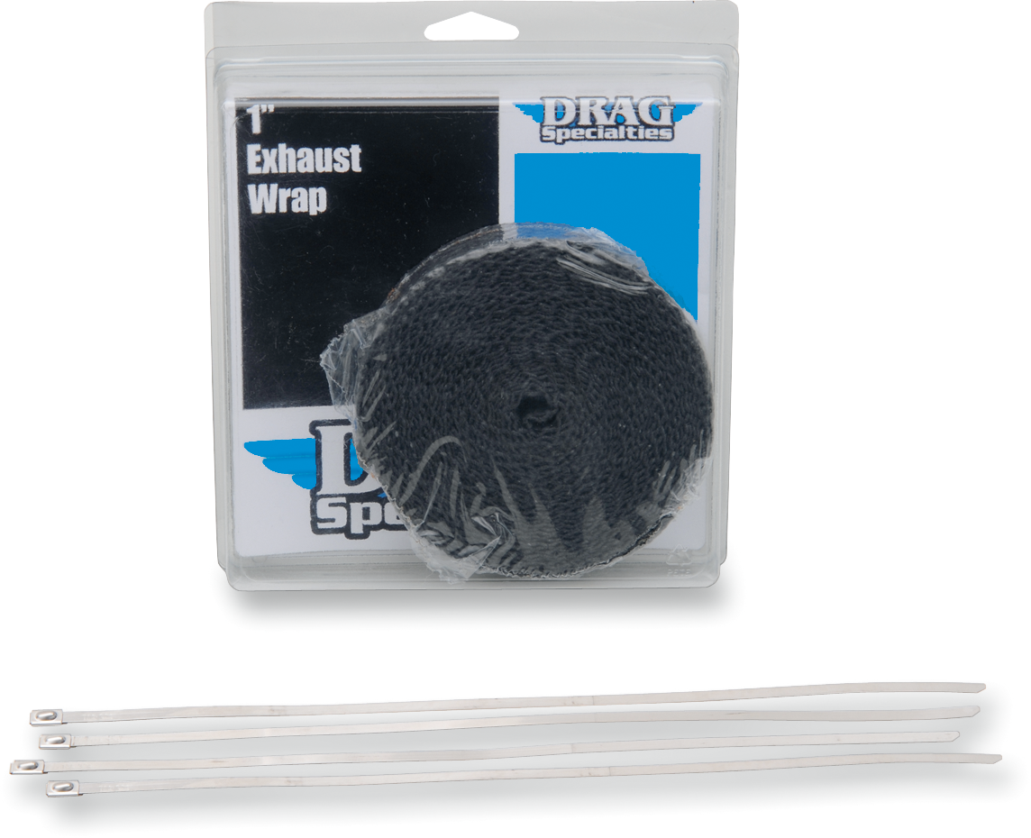 DRAG SPECIALTIES Exhaust Heat Wrap Kit with Ties - Black - 1" x 25' 526-2002