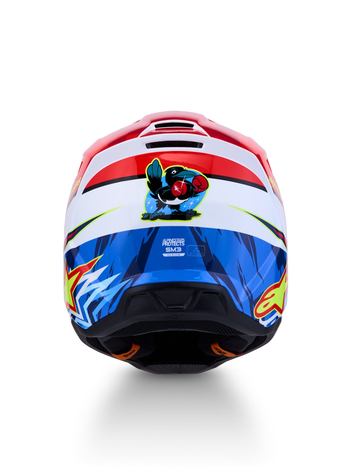 S M3 Falcon Helmet Ece06/Dot Red Fl/Wht/Blue/Yl Flgl Lg