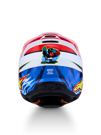 S M3 Falcon Helmet Ece06/Dot Red Fl/Wht/Blue/Yl Flgl Lg