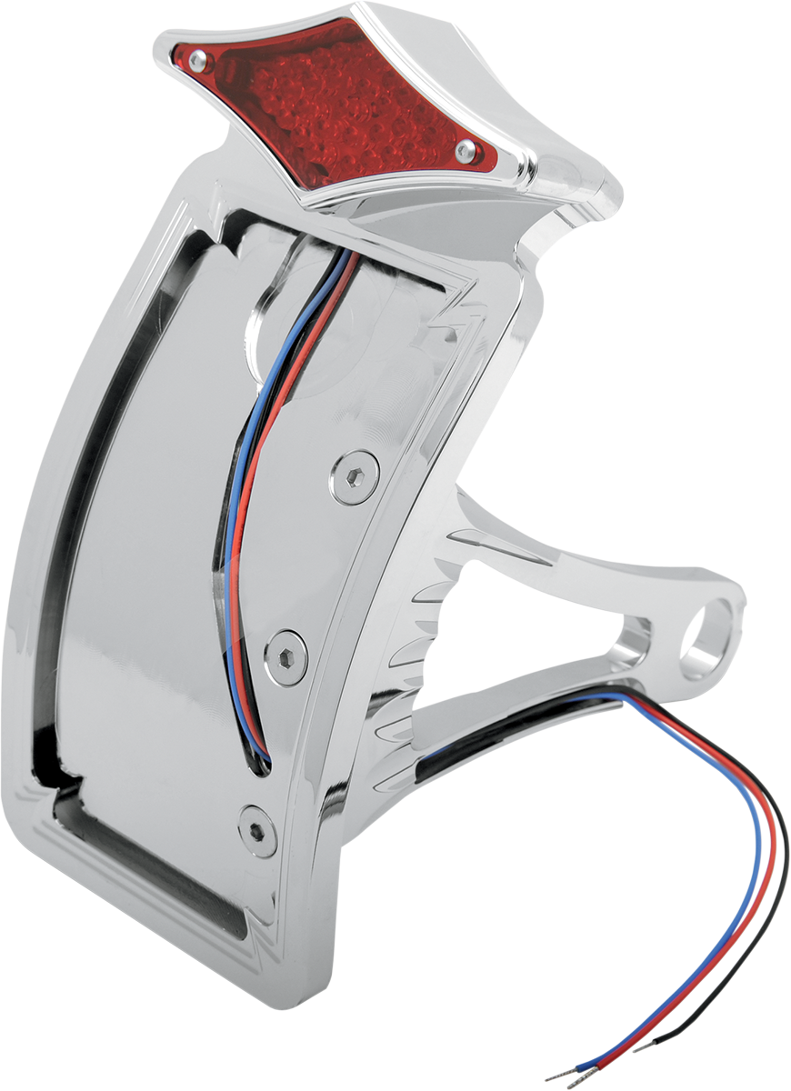 DRAG SPECIALTIES Taillight/License Plate - Side Mount - Curved Vertical - Diamond P28-6147
