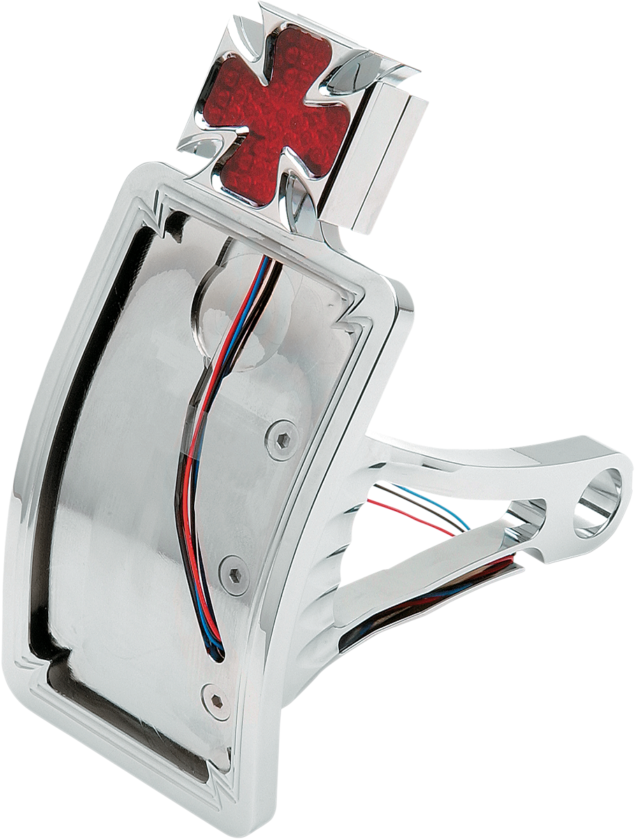 DRAG SPECIALTIES Taillight/License Plate - Side Mount - Curved Vertical - Maltese Cross P28-6167