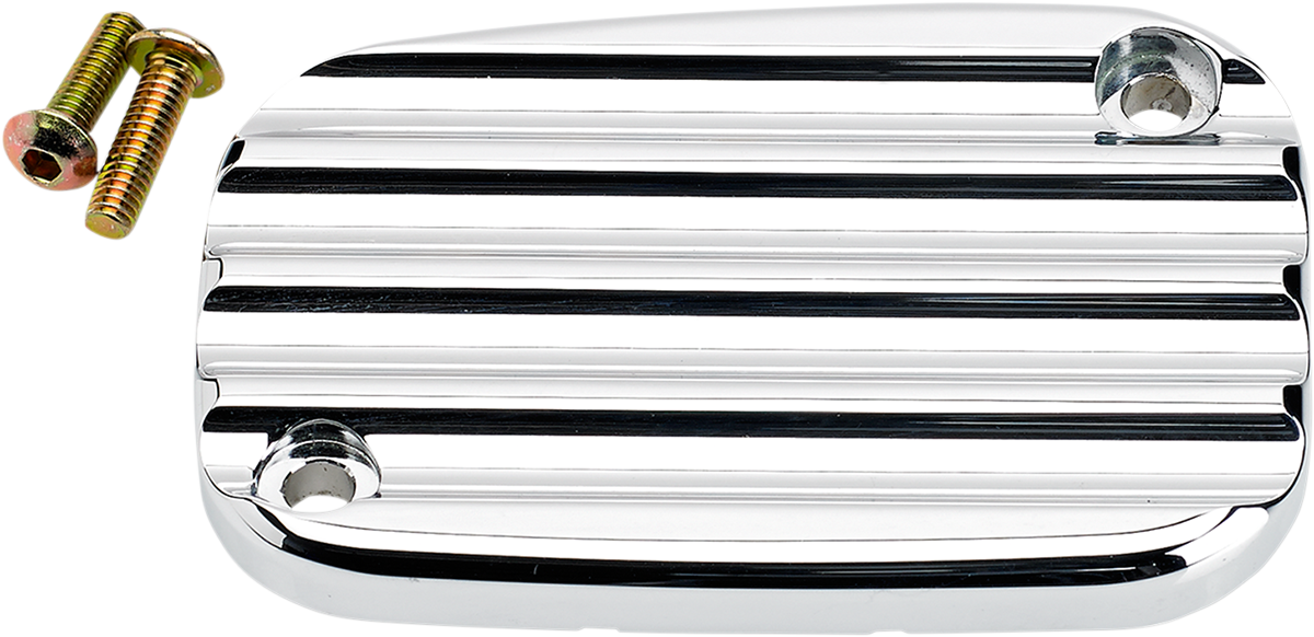 JOKER MACHINE Front Brake Master Cylinder Cover - Finned - Chrome 08-002C