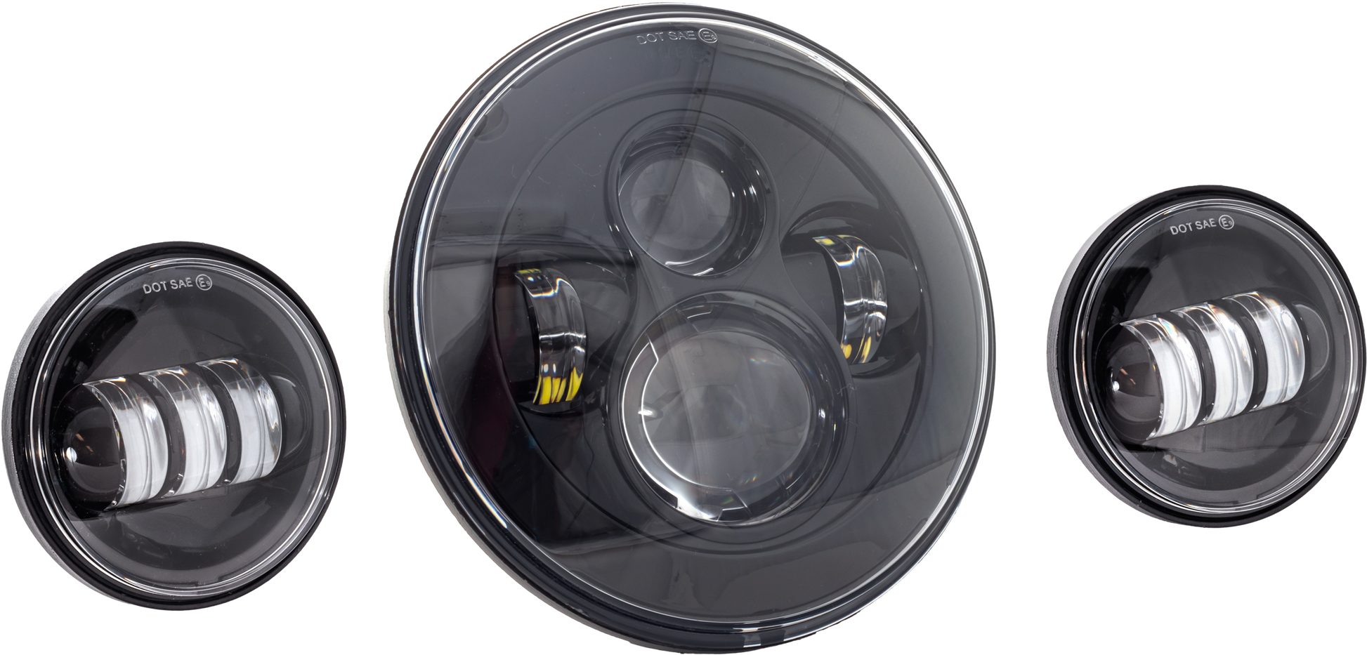 7" Led Hdlgt W/ Pass Lamps Blk Indian