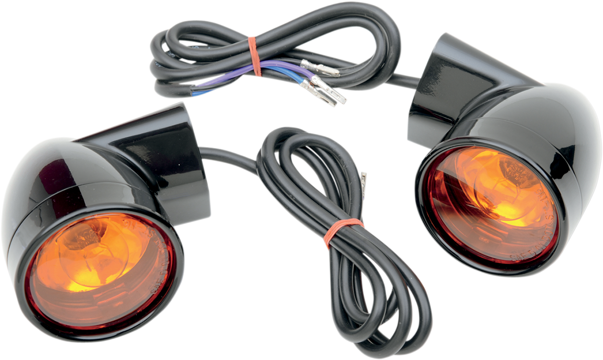 DRAG SPECIALTIES Bullet Turn Signal Lights - Front - Gloss Black - Harley-Davidson 12-0224GB-2