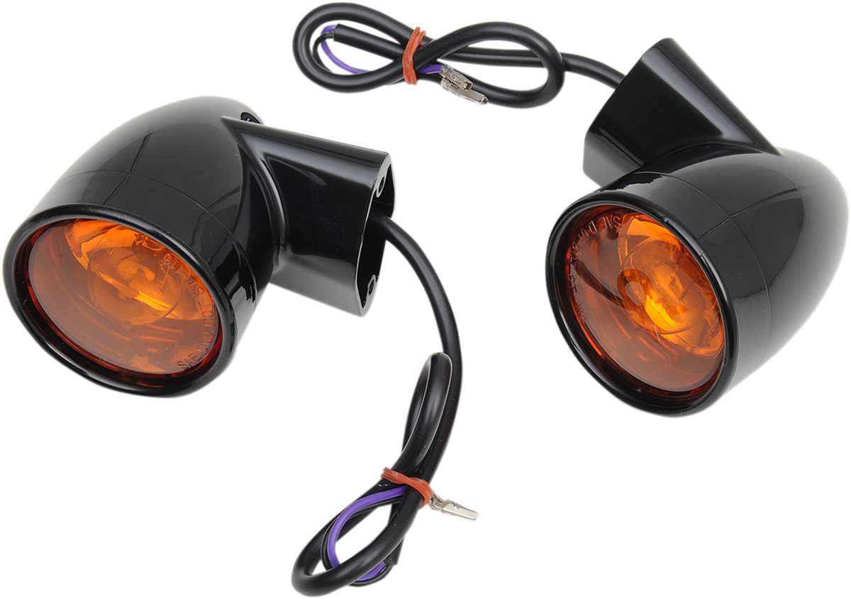 DRAG SPECIALTIES Bullet Turn Signal Lights - Rear - Gloss Black - Harley-Davidson 12-0224GBR-2