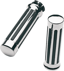 PRO-ONE PERF.MFG. Custom Chrome Rail Style Rubber Grips - Ribs - Honda - Chrome 870210