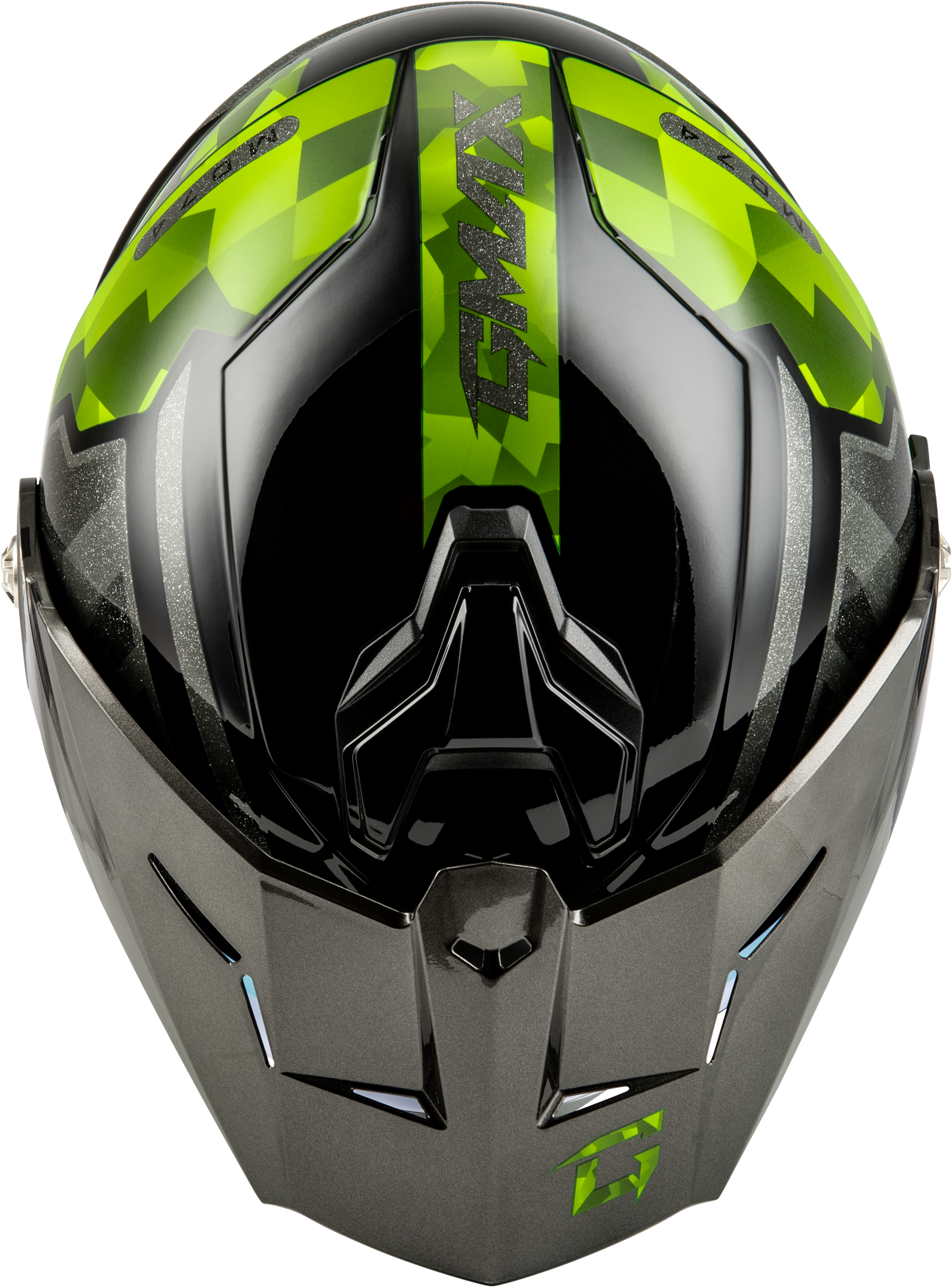 Md 74 Striker Modular Helmet W Gld Shld Blk/Slvr/Grn Mtlc Xl
