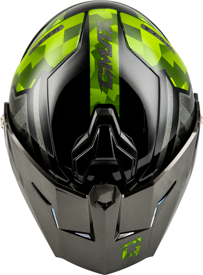 Md 74 Striker Modular Helmet W Gld Shld Blk/Slvr/Grn Mtlc Xl