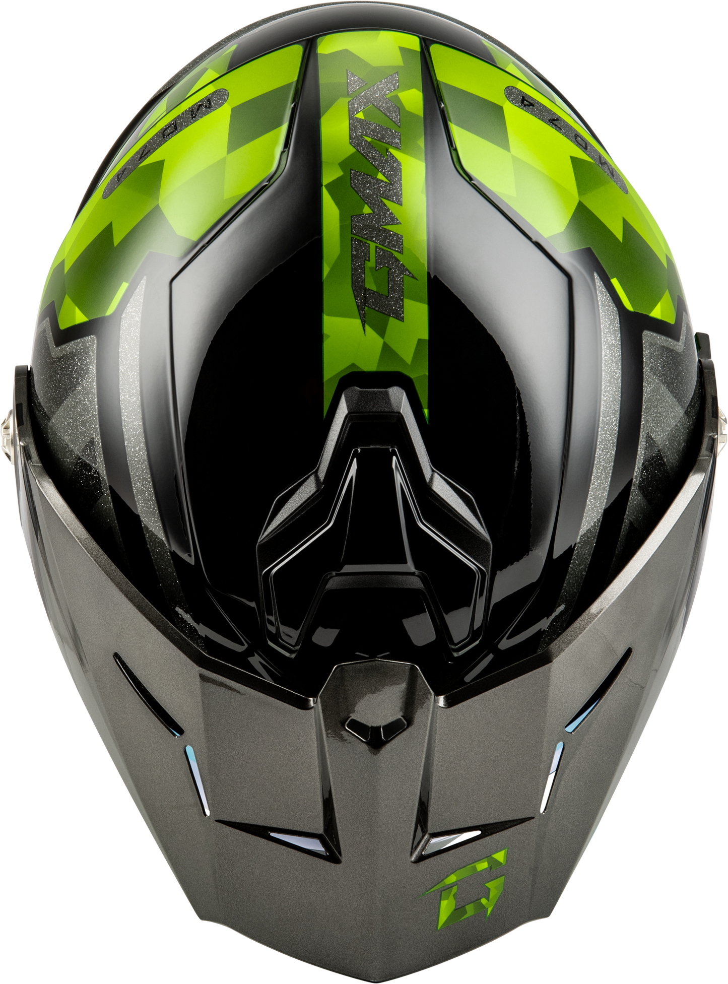 Md 74 Striker Modular Helmet W Gld Shld Blk/Slvr/Grn Mtlc Md