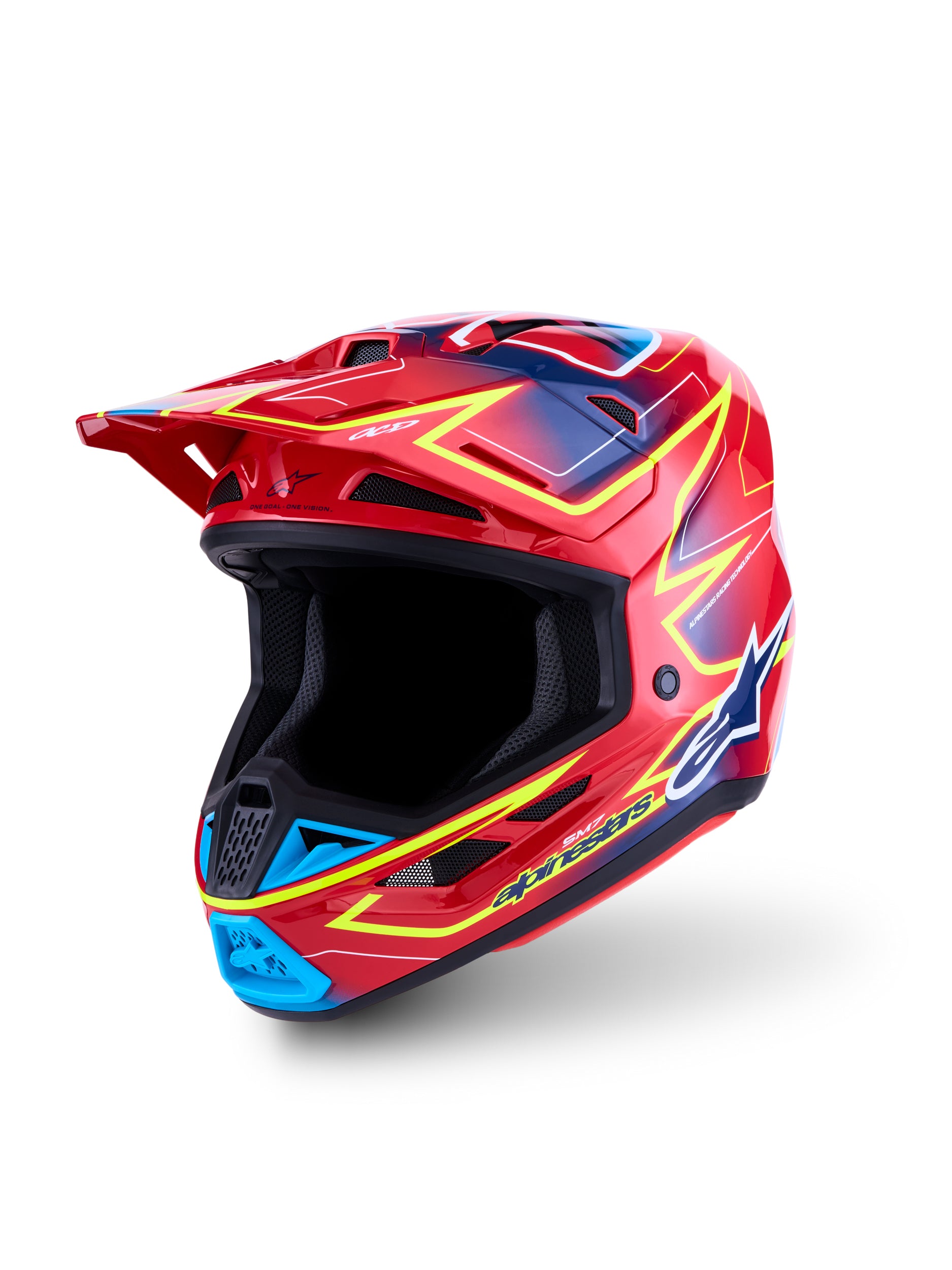 S M7 Cast Helmet Ece06/Dot Red/Yllw Fluo/Blue Glossy Lg