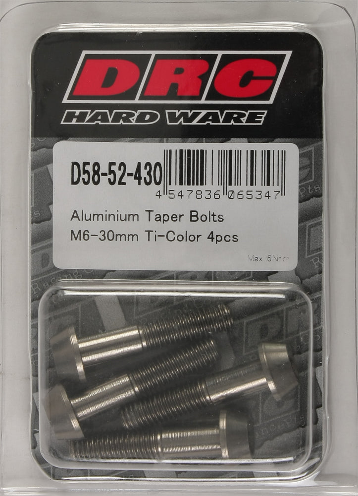 Aluminum Taper Bolts Titanium M6x30mm 4/Pk