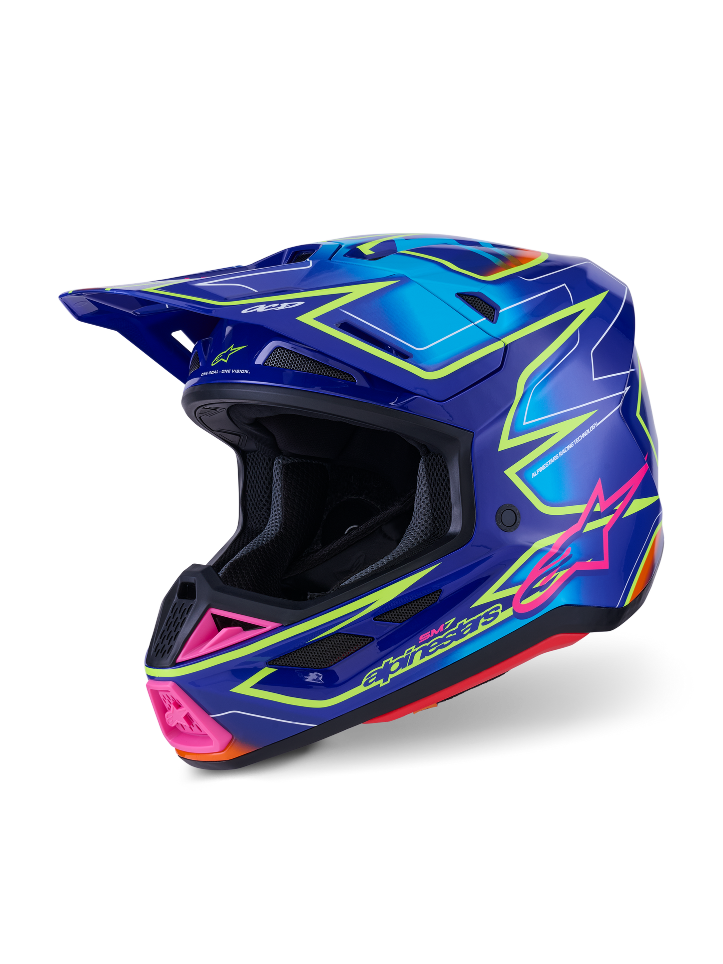 Sm7 Cast Helmet Blue/Pnk/Ylw Fluo Glossy Lg