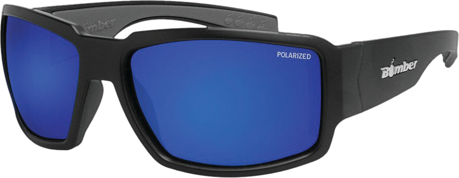 Boogie Bomb Eyewear Matte Black W/Blue Mirror Polarized
