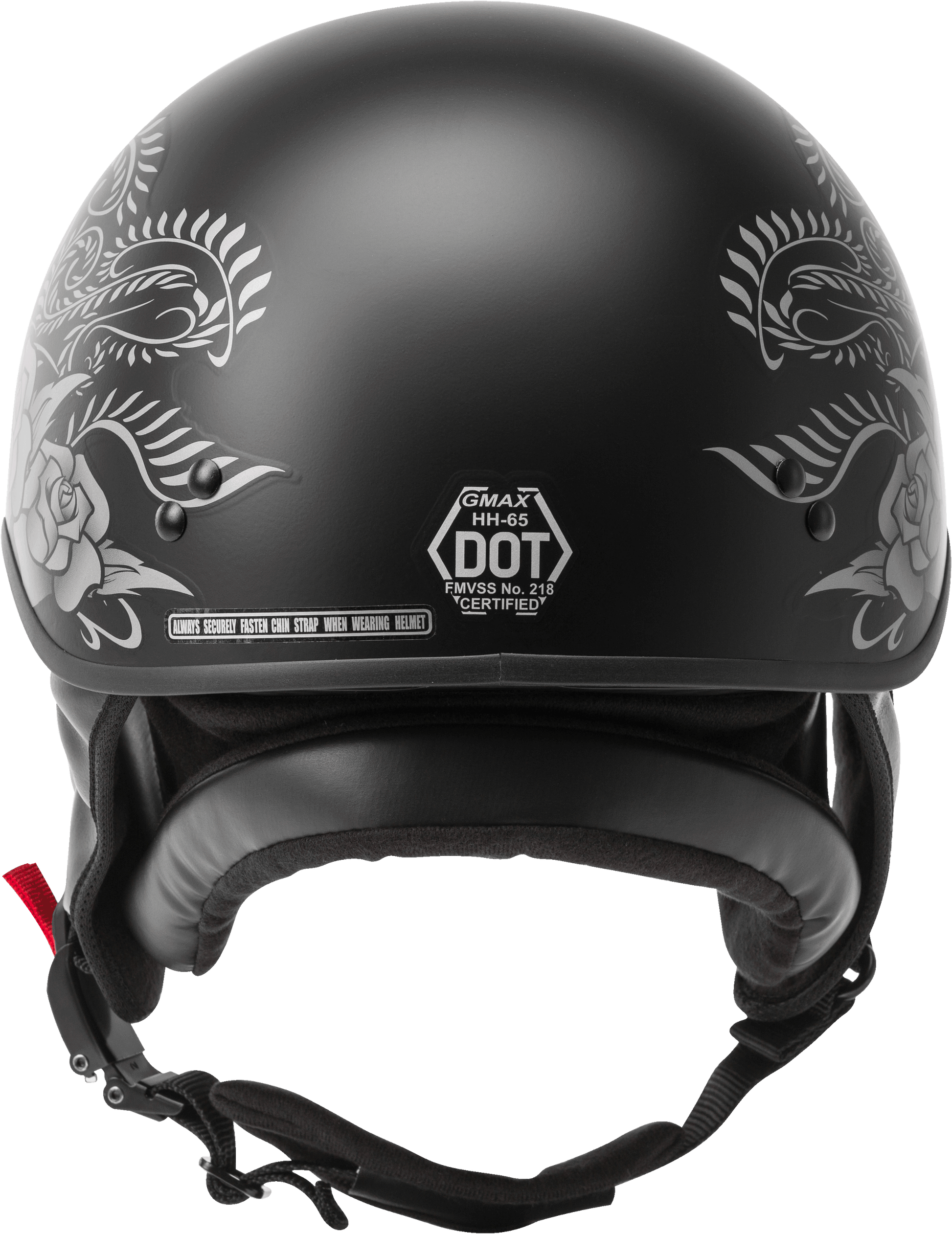 Hh 65 Half Helmet Rose Naked Matte Black/Silver Lg