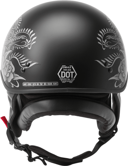 Hh 65 Half Helmet Rose Naked Matte Black/Silver Lg