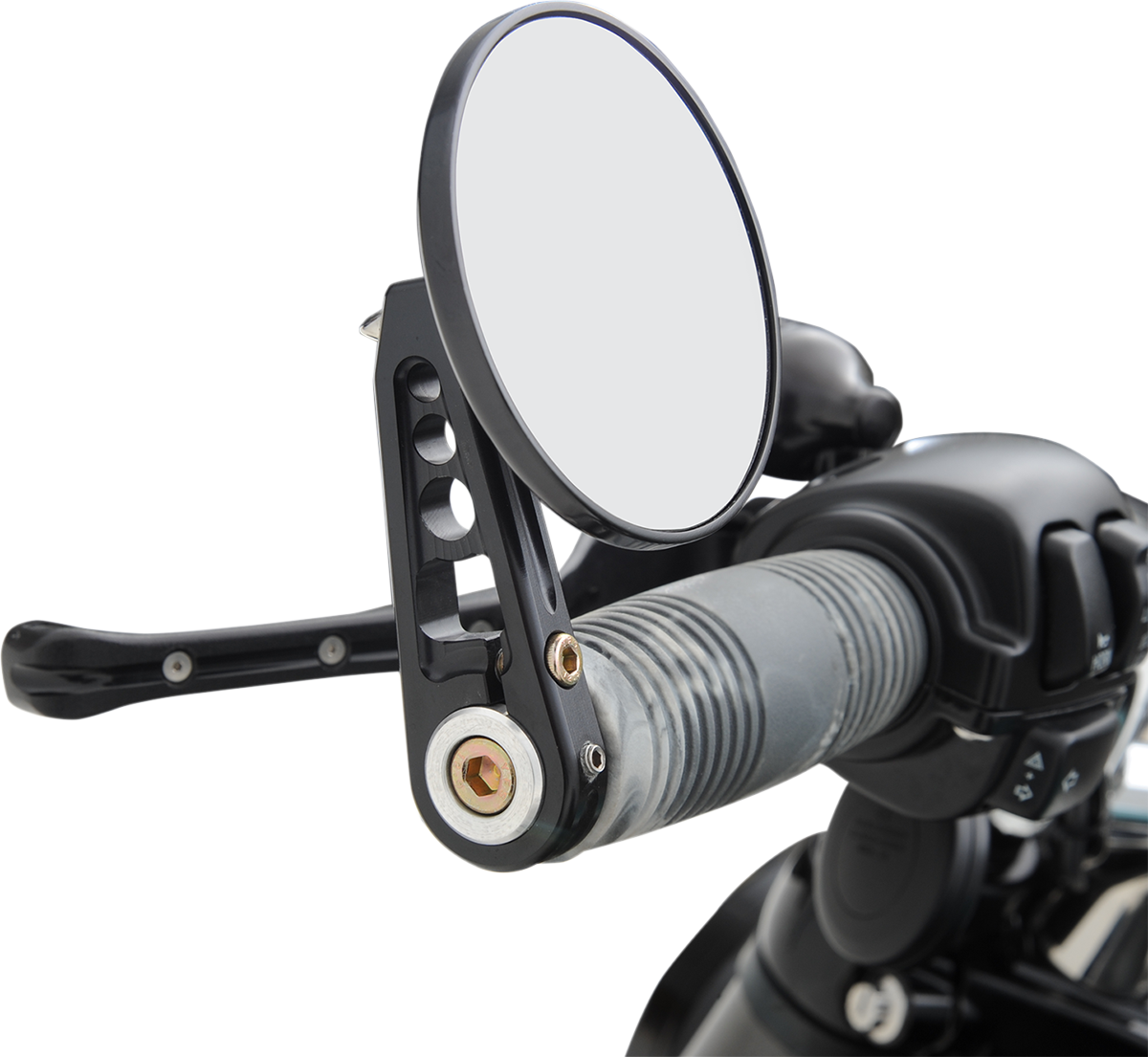 JOKER MACHINE Mirror - Bar End/Side View - Round - Black - Straight - 3-1/4" 09-313-DB