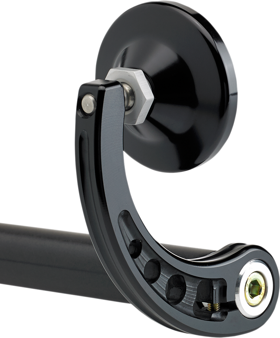 JOKER MACHINE Mirror - Bar End/Side View - Round - Black - Curved - 2-1/4" 09-312-CB