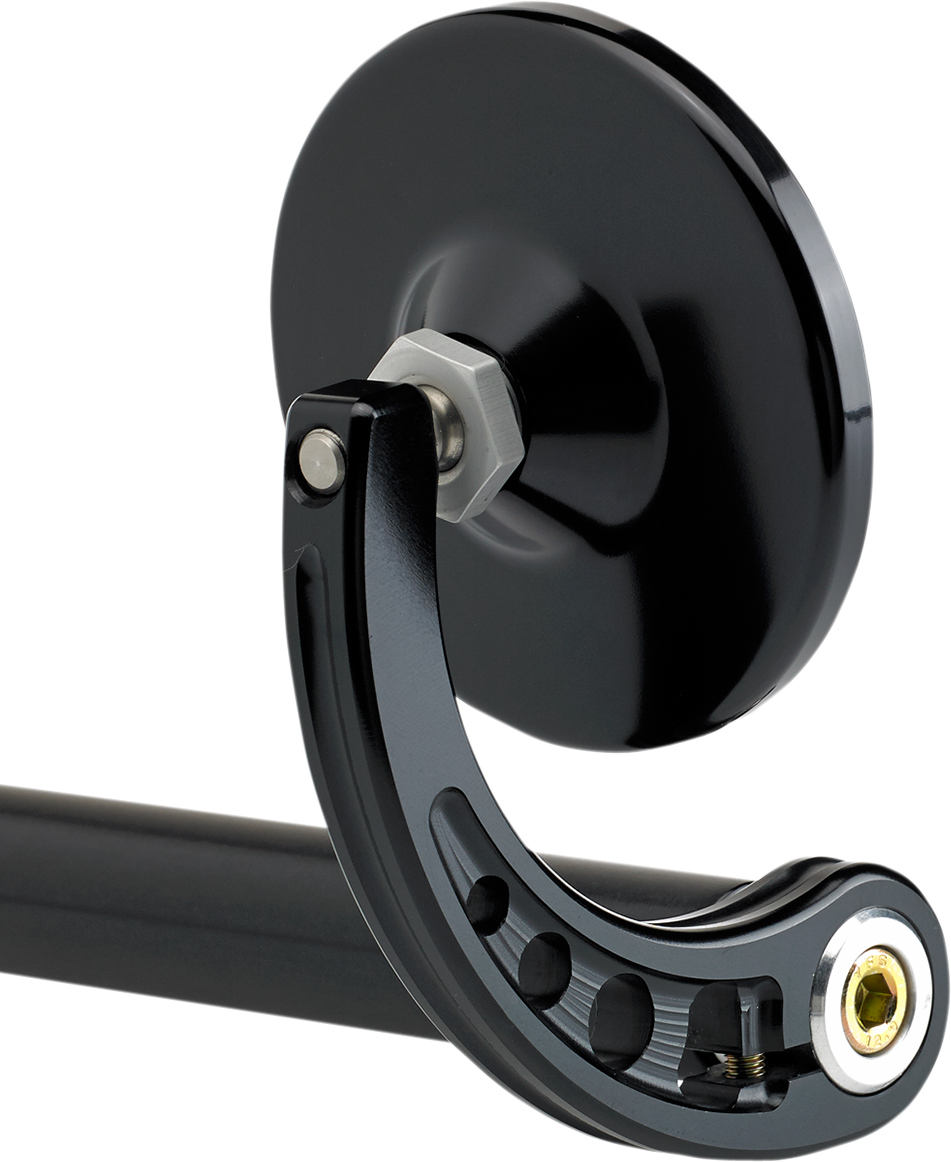 JOKER MACHINE Mirror - Bar End/Side View - Round - Black - Curved - 3-1/4" 09-313-CB