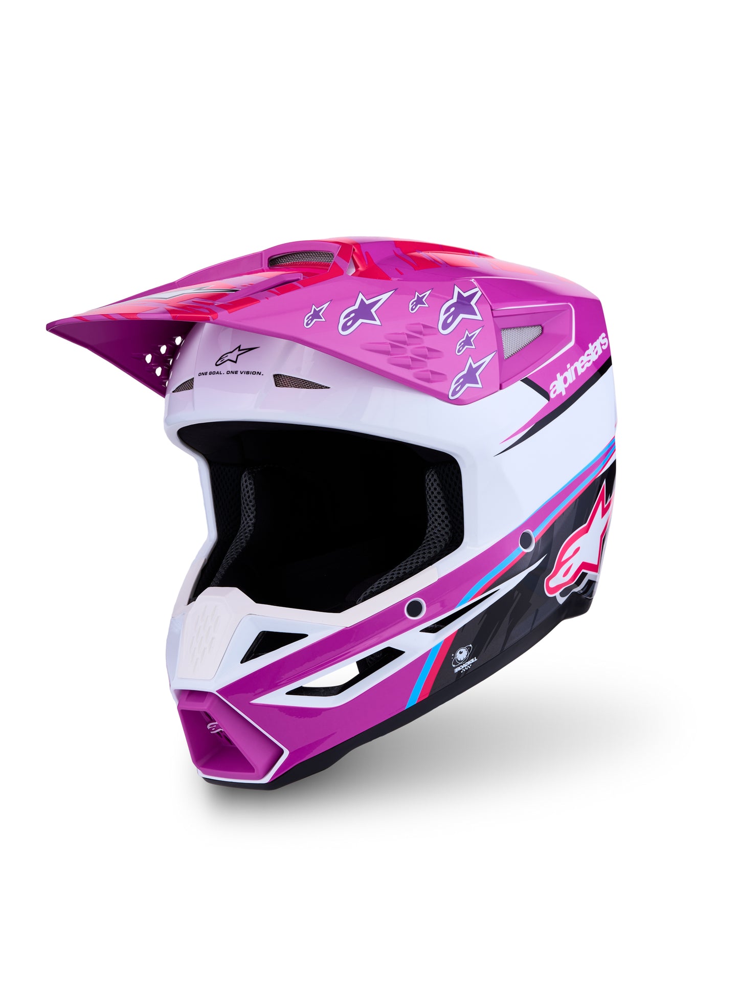 S M3 Falcon Helmet Ece06/Dot Prpl/Wht/Blk/Pink Fl Gl Lg