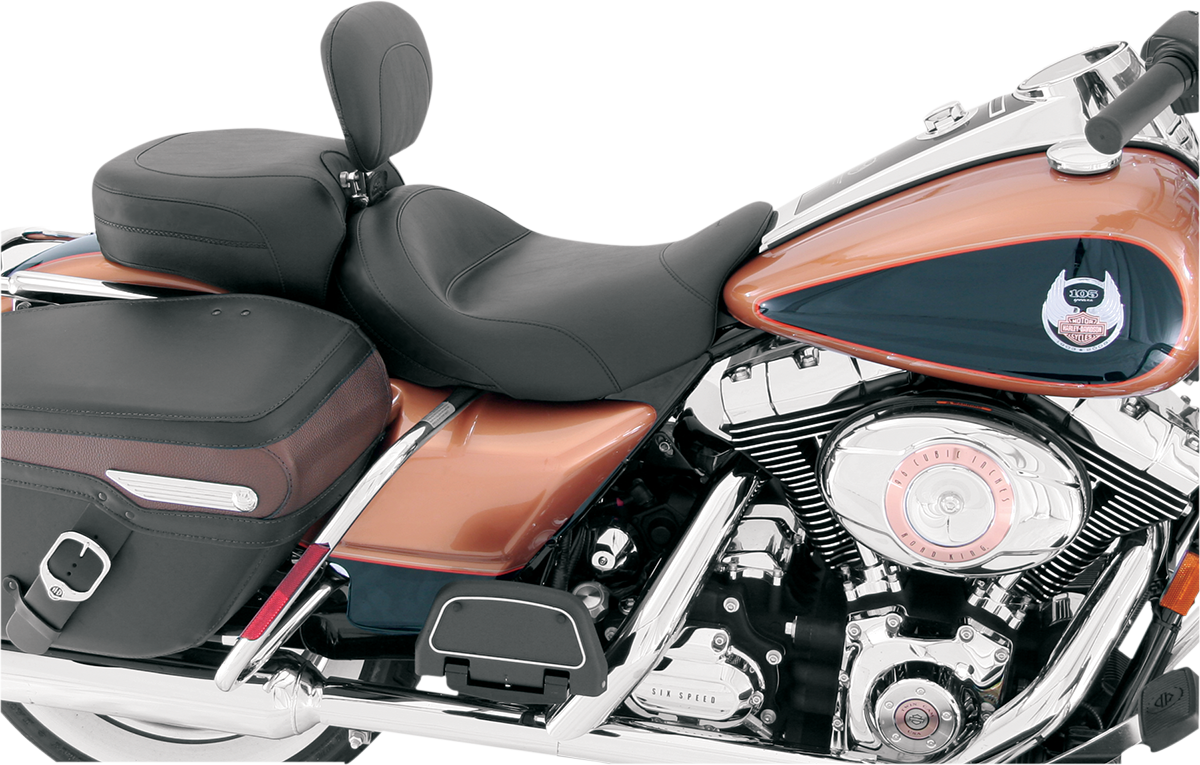 MUSTANG Wide Solo Seat - With Backrest - Vintage - Black - Smooth - FL '08-'25 79600