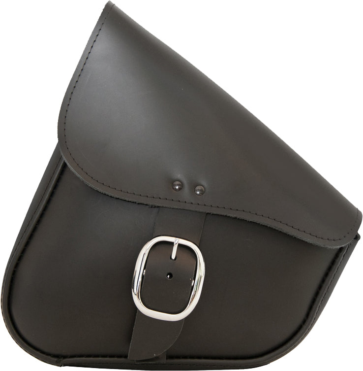 Leather Swingarm Bag Black W/Chrome Buckle