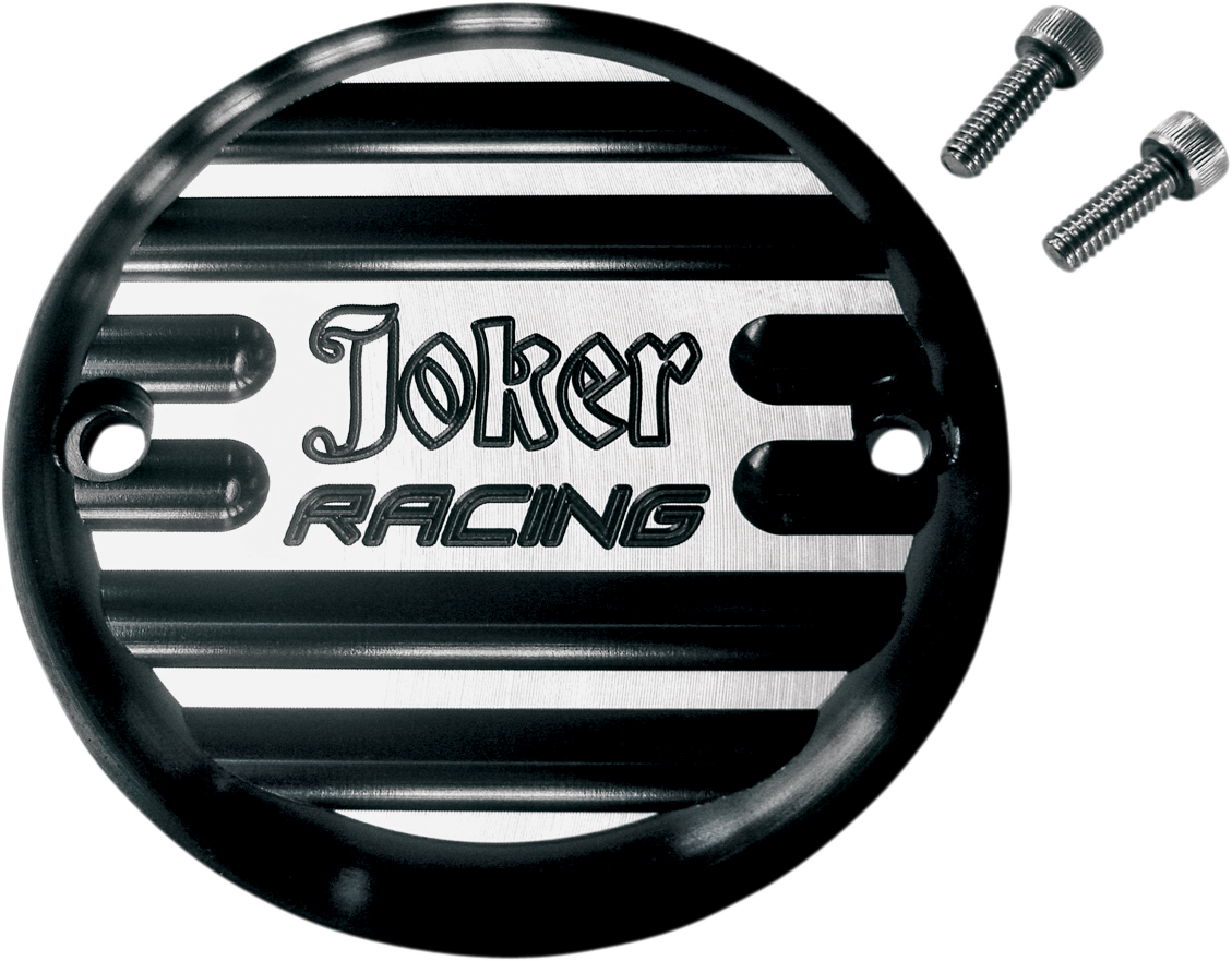 JOKER MACHINE Points Cover - Finned Joker Racing - 2 Hole - Black Anodized 02-98JFB