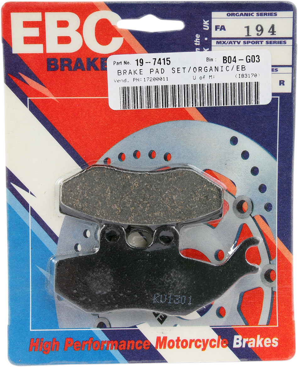 EBC Organic Brake Pads FA194