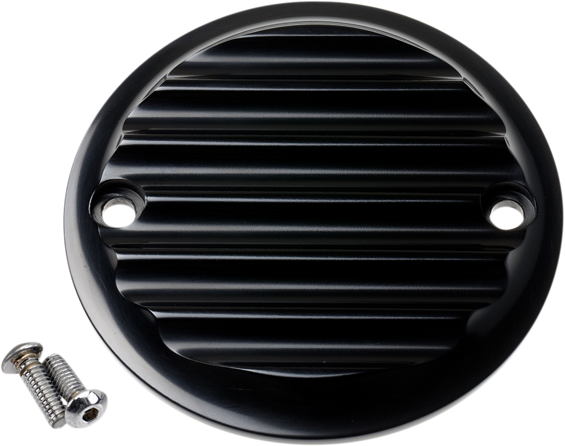 JOKER MACHINE Points Cover - Finned - 2 Hole - Black Anodized 02-98-1