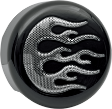 DRAG SPECIALTIES Horn Cover - Black with Chrome Flame 76705F