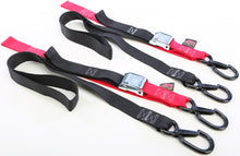 Tie Down Cam Sec Hook Soft Tye 1.5"X6' Black/Red Pair