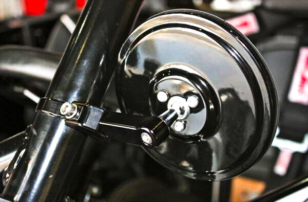 Round Convex Glass Billet Arm Side Mirror Black 5"