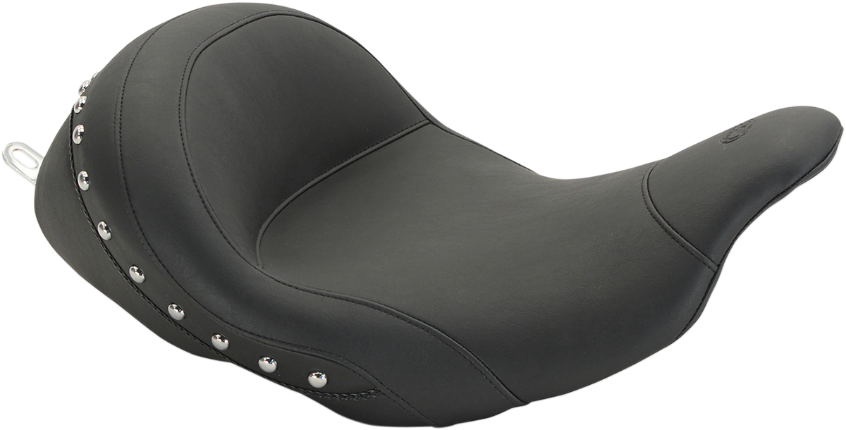 MUSTANG Lowdown Vintage Seat - No Driver Backrest - Chrome Studded - FL '08-'25 76079