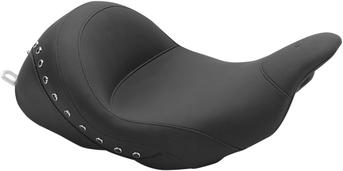 MUSTANG Lowdown Vintage Seat - No Driver Backrest - Black Studded - FL '08-'25 76082