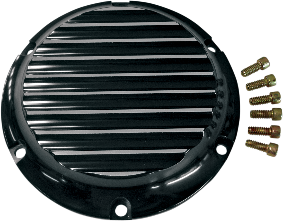 JOKER MACHINE Derby Cover - Black/Silver - Finned - '04-'22 XL 10-690B