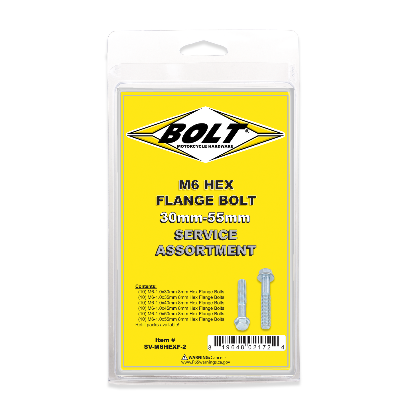 M6 8mm Hex Flange Bolt Assortment 60 Piece Kit