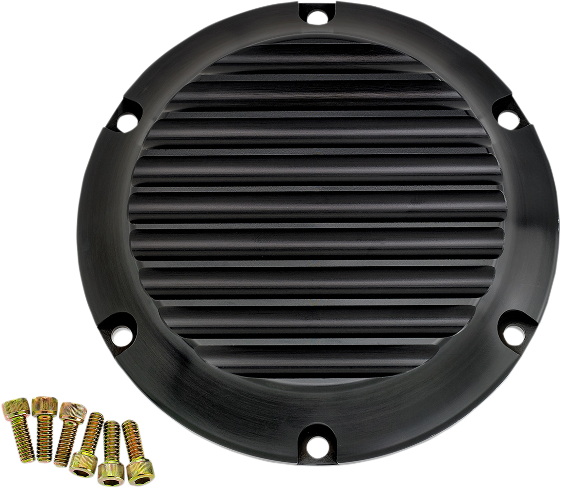 JOKER MACHINE Derby Cover - Finned - Black/Anodized - 6 Hole 10-690-1