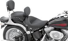 MUSTANG Wide Solo Seat - With Backrest - Black - Studded w/ Concho - Softail '06-'17 79532