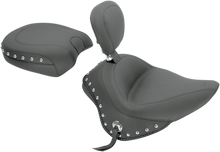 MUSTANG Wide Solo Seat - With Backrest - Black - Studded w/ Concho - FL/FX '11-'17 79740